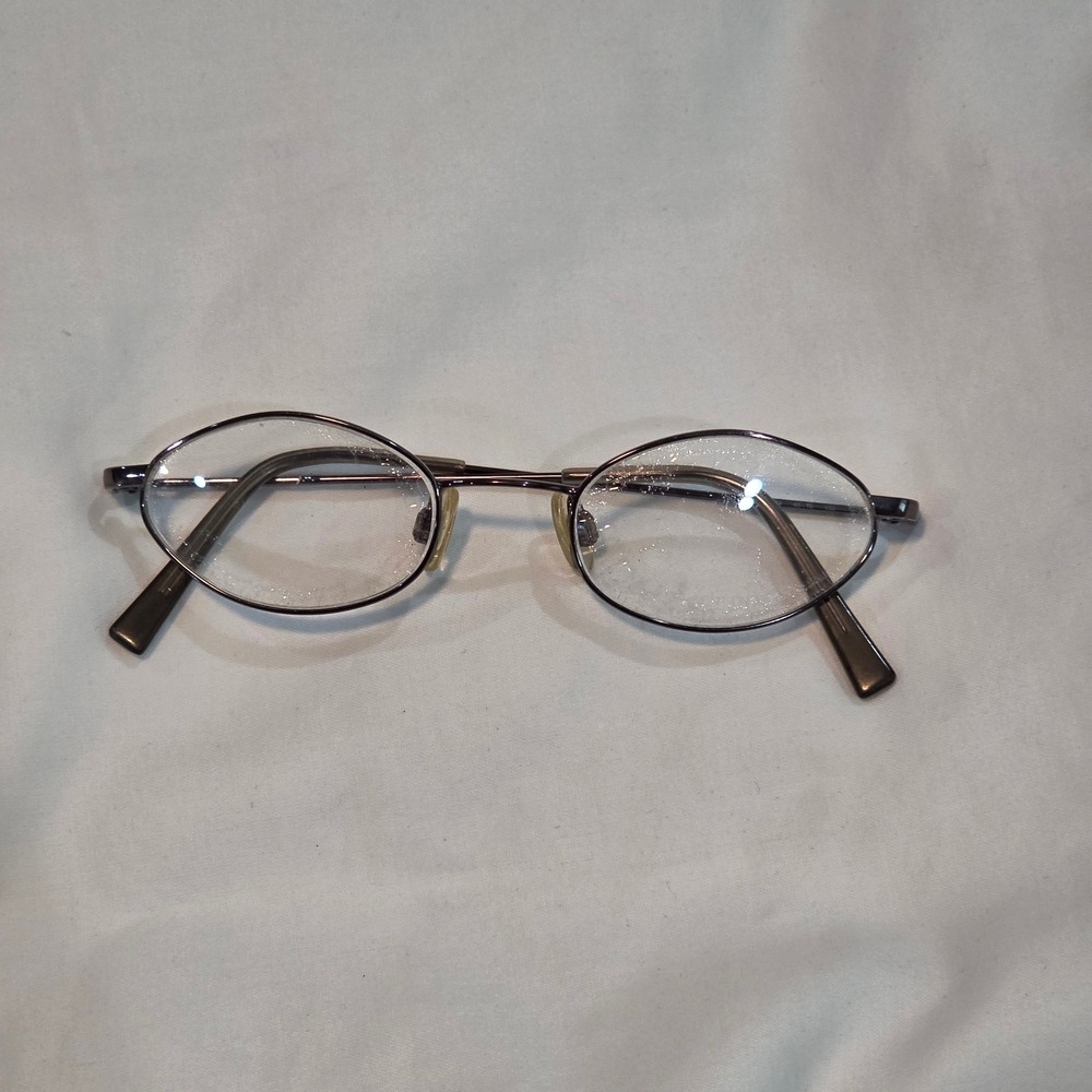 Anne Klein Eyeglasses Frames 9021 Gunmetal Oval Women 45-19-130 Good Condition